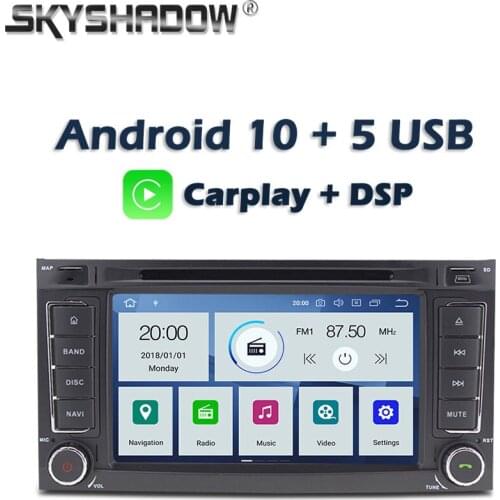 Carplay DSP IPS PX6 Android 10 4G + 64G Car DVD Player GPS Map Radio Bluetooth For VW Touareg T5 Multivan Transporter 2004-2011