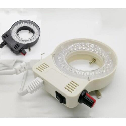 White Adjustable 6500K 56 LED Ring Light Illuminator Industrial Stereo Microscope Camera Magnifier AC 90V-240V Adapter