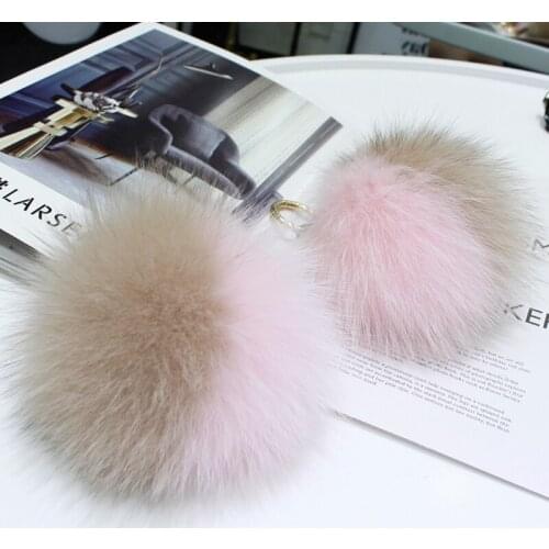 Keychain Soft Jewelry Pendant Key-Holder Car-Keyring Pompom Women Fox Fur Fluffy Handbag Pendants