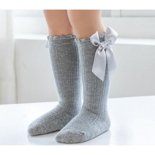 Babies Socks New Private Stripe Girl Stocking Cotton Antiskid Bubble Mouth Baby Socks Bowknet Non-slip Girl Socks
