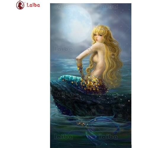 Diy Diamond Painting Fantasy art mermaid moon diamond mosaic full square drill diamond embroidery cross stitch home decor