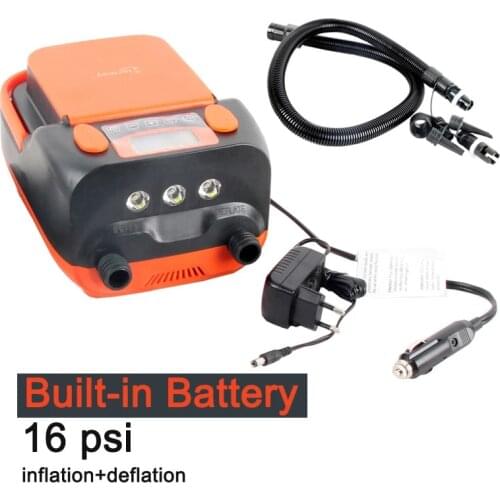 High pressure DC12V electrical electric air pump built in battery inflatable boat sup surf board stand up paddle kayak canoe