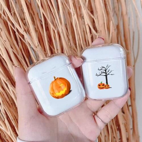 Halloween Pumpkin Wireless Bluetooth Earphone Case For Clear Apple Airpods 1/ 2 Soft Silicone Headphone Cover For AirPods Bags