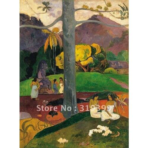 Oil Painting Reproduction,Fatata te Miti (Near the Sea) by paul gauguin,Free Shipping,100% handmade on linen canvas,oil painting