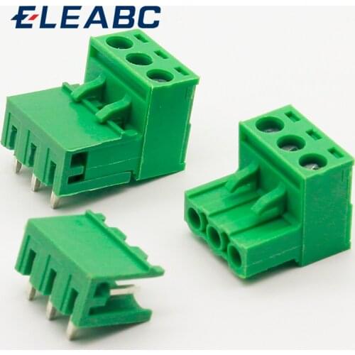 10 sets ht5.08 3pin Right angle Terminal plug type 300V 10A 5.08mm pitch connector pcb screw terminal block
