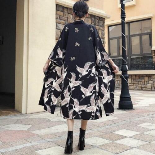 Dreastern Japanese and Chinese style summer beach kimono shirt Long sunscreen for men and women