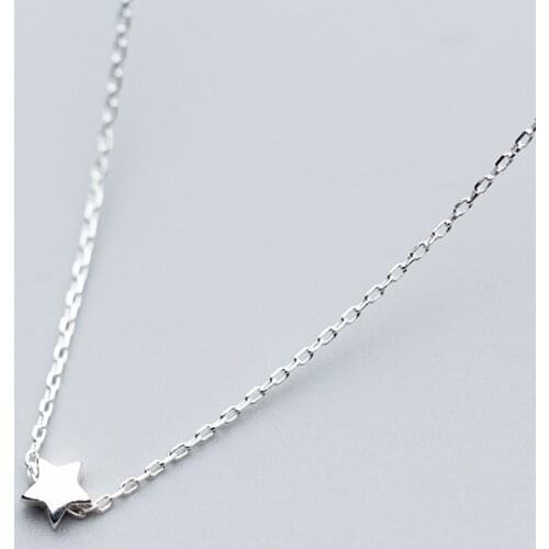 MloveAcc Real 925 Sterling Silver Cute Star Pendant Necklaces for Women S925 Silver Jewelry Lover Gift