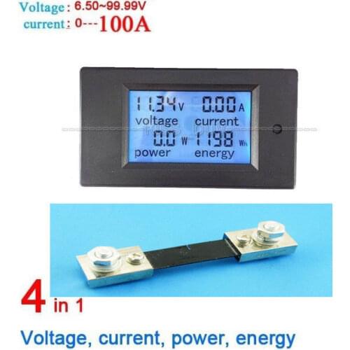 DYKB Multimeter Ammeter Voltmeter DC 100V 100A LCD Display Digital Current Voltage Power Energy Meter Battery Monitor + Shunts
