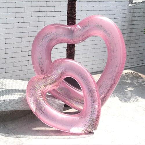 Love Heart Inflatable Pool Rose Gold Glitter Swim Ring Swimming Tool