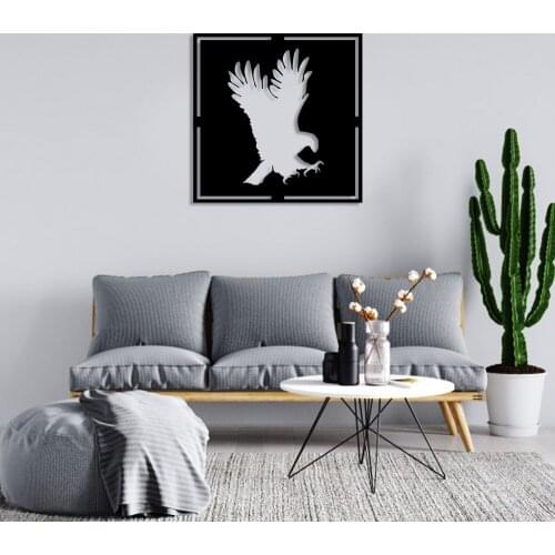 Geometric Bird of Prey Hawk Wall Room Home Accessory Wooden Table 50x50cm