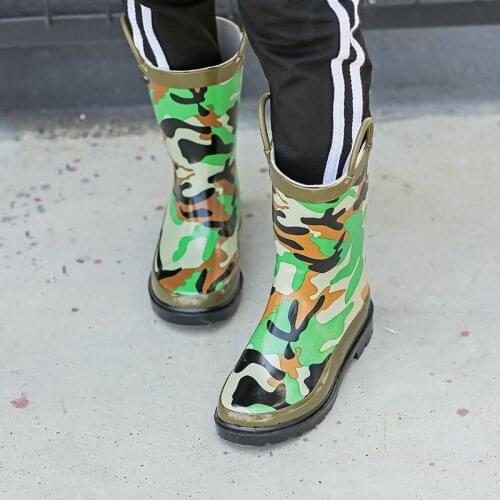 2019 New Kids Boys Boots Children Rain Boots Rubber Shoes Rainboots Camouflage Non-slip High quality Waterproof Student Boots