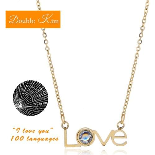 100 languages I love you Projection LOVE Pendant Necklace Titanium Steel Fashion Trendy Women Jewelry Valentines day Gift