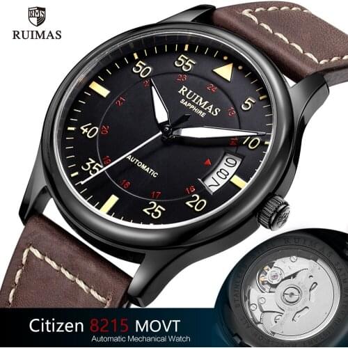 RUIMAS Luxury Automatic Mechanical Watches Men Leather Strap Luminous Wristwatch Man Military Sport Waterproof Watch Man Watch