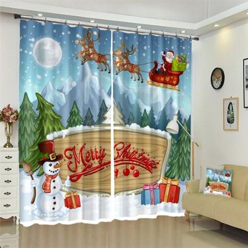 Christmas snowflake gift Green tree 3D Window Curtain Blackout living room office Bedroom Cortina Drapes Rideaux Cortina