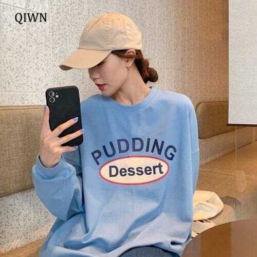 Harajuku Letter Print Sweatshirt Women Autumn Thin Long Sleeve Loose O-Neck Pullover Casual Street Fashion Girl Tops Female