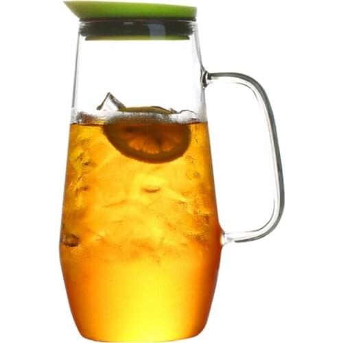 Heat-resistant Glass Jug Big Pot Cold Water Cup with Bamboo Cover Bottle Juice Coffee Tea Bottle Home Drinkware Supplies