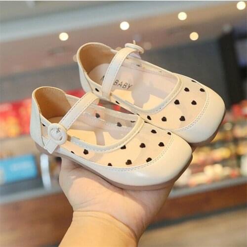 2021 Girl sweet fashion Mesh breathable shoes Classic square toe soft sole toddler shoes Princess leather paragraph Single shoes