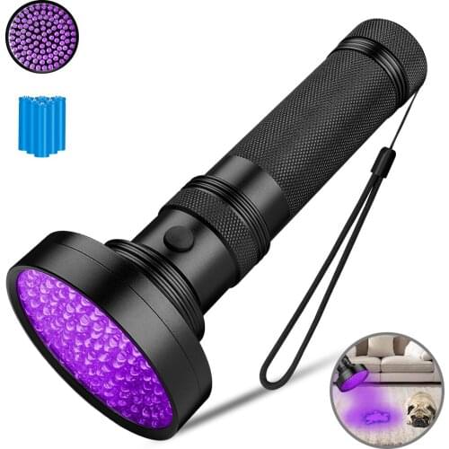 100LEDs UV Flashlight 395nm Ultra Violets Light Ultraviolet Torch With Tail Rope for Pet Urine Stains Detector Marker Checker