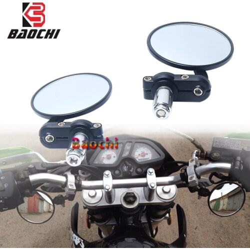 Universal Motorcycle Round Mirror 7/8" Handle Bar End Mirrors Side Mirror Retroviseur Moto Accessories for Suzuki Honda Kawasaki