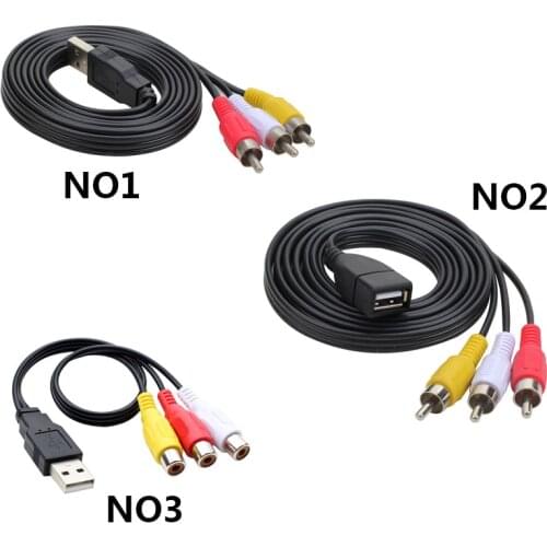 USB to RCA Cable USB 2.0 Male to 3 RCA Male Coverter Stereo Audio Video Cable Television Adapter Wire AV A/V TV Adapter