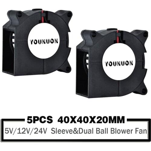 5PCS 3D printer fan 40mm 4020 Turbo blower 24V 12V 5V Double ball sleeve Cooling fans 40x40x20mm for 3D printer cooler