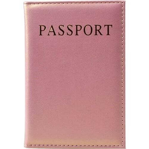 DIKEDAKU Simple Fashion Women Passport Cover Pink Travel Pu Leather Passport Holder Wallets Solid Girls Protect Passport Pocket