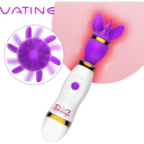 VATINE Tongue Licking Vibrator AV Stick 360 Degree Rotation Nipple Clitoris Stimulator Female Masturbator 12 Speed