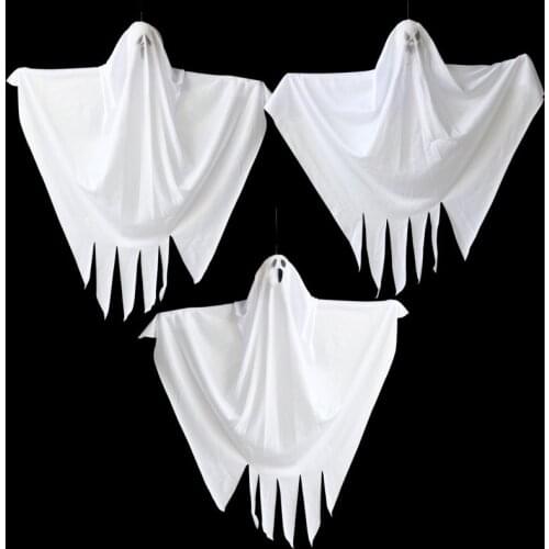 1pc 55*28cm White Hanging Ghost Halloowen Decoration Hanging Specter Party Ornament Pendant Props Haunted House Bar Home Garden