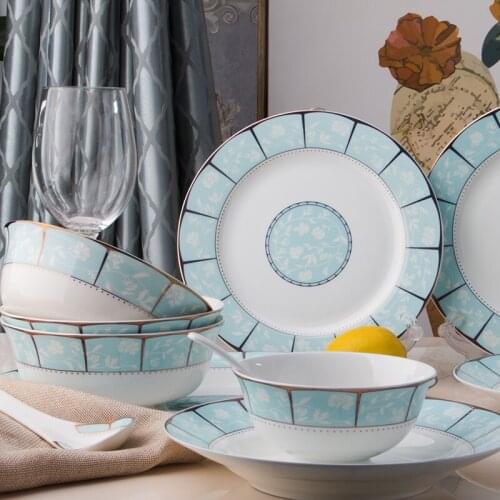 2021 Fashion Cutlery Set Household Dishes China Bowl Plate Sets Bowl Classical China Tableware Bowl Wedding Gift Dinnerware Sets