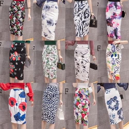 24 colors Summer INS Womens midi Pencil skirts High Waist Slim Bodycon vintage Skirts korean style jupe official store Falda
