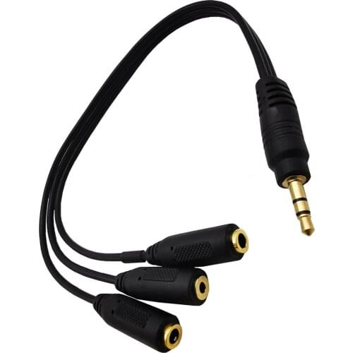 3.5mm 1 / 8-inch TRRS 4-pole / 3-turn male to 3x female headphones headset smartphone splitter microphone audio adapter cable