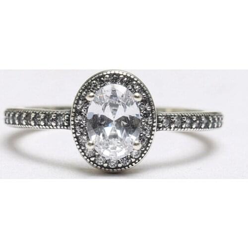 Authentic S925 Vintage Elegance With Crystal Rings For Women Wedding Party Gift fit Lady Fine Jewelry