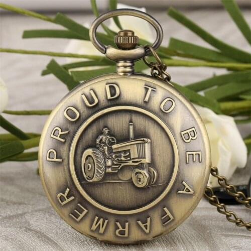 Proud to be a farmer Retro Bronze Quartz Pocket Watch Sweater Chain Pendant Pocket Clock Gifts Unisex Relojes de bolsillo