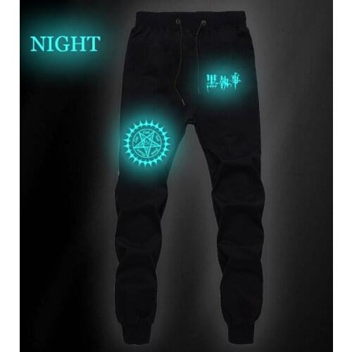 New Men Women Students Black Butler Luminous Pants Jogger Fitness Long Trousers High Quality Sports Sweat Breathable & Pockets