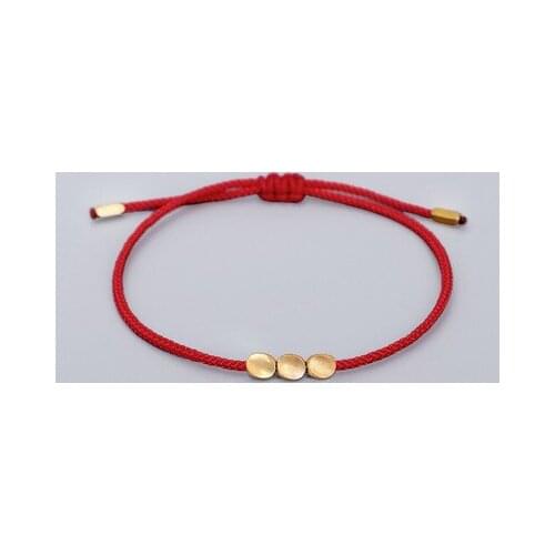 Buddhism Handmade Tibetan Copper Beads Lucky Rope Bracelet & Bangles For Women Men Wax Thread wrist Jewelry Unique Gift
