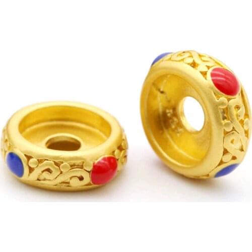 10pcs Spacer Beads Jewelry Accessories Findings Handmade Nepal Beads Metal Red Blue Bohemia Charms Spacer Bead DIY Men Bracelets