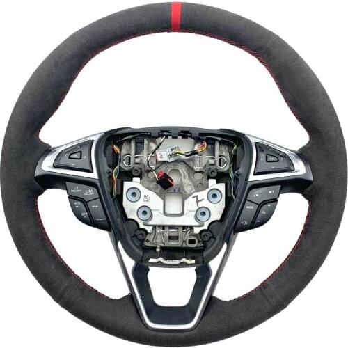 For Ford Fusion/Edge Black Suede Leather Steering Wheel Hand Sewing Wrap Cover