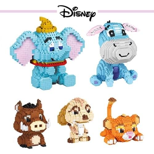 Disney Mickey Mouse Minne Dumbo Simba Goofy Dog Eeyore Timon Pumbaa Diamond Small Particle Building Blocks Model Toys Kid Gift