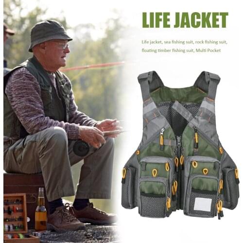 Breathable Fly Fishing Vest Multi-Function Adjustable Mesh Multi-Pocket Packs Outdoor Sea Kayak Canoe Fishing Jacket