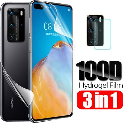 3in1 Front back Hydrogel soft Film For huawei p40 pro p 40 30 lite p30 light p40lite E p40pro screen protector Camera Lens Glass