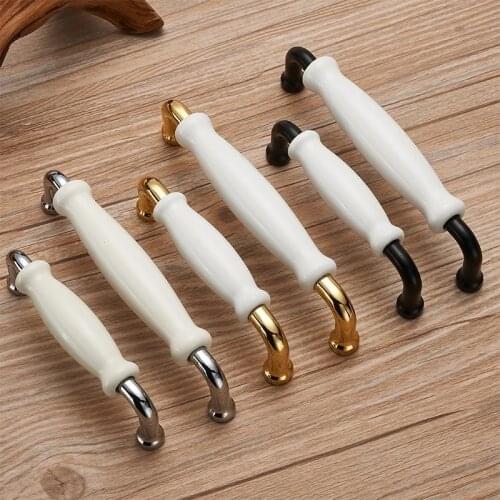KK&FENG 1pc Modern Ceramics Kitchen Handles Zinc Alloy Rural Table Wardrobe Drawer Pulls Dresser Knobs Furniture Hardware
