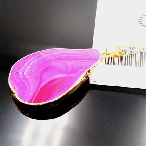 Wholesale 6pc/lot Natural agates slices pendant irregular original stone geometric golden plating