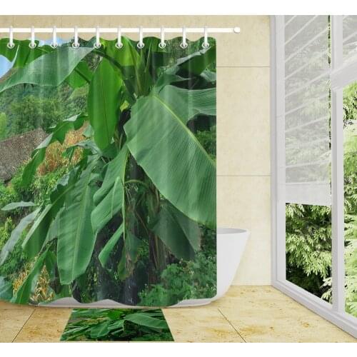 Forest Banana Tree Green Leaf Retro House Shower Curtain Bathroom Curtains Waterproof Polyester Fabric for Bathtub Home Decor