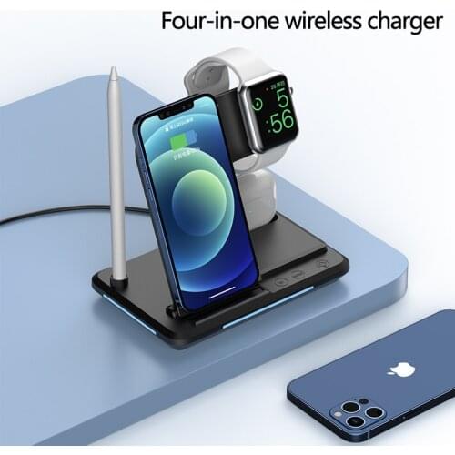 Four-in-one Multi-function Wireless Charger With Night Light For IPhone 11 XR X 8 Apple Watch Foldable Charging Dock Station
