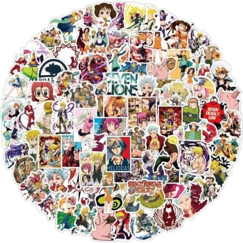 10/50/100PCS/lot Japan Anime Seven Deadly Sins Stickers Waterproof for DIY Guitar Laptop PS4 Skateboard Kids Toys Sticker