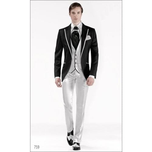 New Arrival Groom Tuxedo Slim Fit Groomsmen Peak Lapel Wedding/Dinner Suits Best Man Bridegroom (Jacket+Pants+Tie+Vest)B316