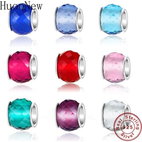 Fit Original Pandora Charm Bracelet 925 Sterling Silver Murano Glass Ball Faceted Irregular Stone Bead Making Jewelry Berloque