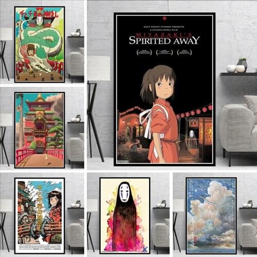 Spirited Away Movie Japan Anime Canvas Painting Posters and Prints Wall Art Pictures for Living Room Home Decoration Cuadros