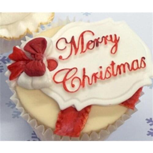 "Merry Christmas" DIY Silicone Mold Chocolate Fondant Cake Decoration Tools Cake Baking Tools for kitchen FM607