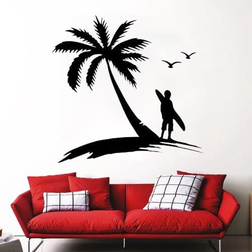 Surfing Wall Decal Removable Sports Sea Surfer Vinyl Sticker Surf Wall Decals Wall Stickers Vinyl Removable FM-128